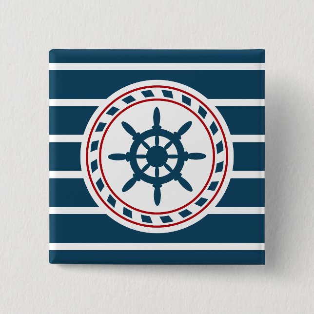 Nautical design 2 inch square button (Front)