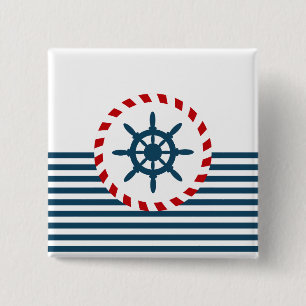 Nautical design 2 inch square button