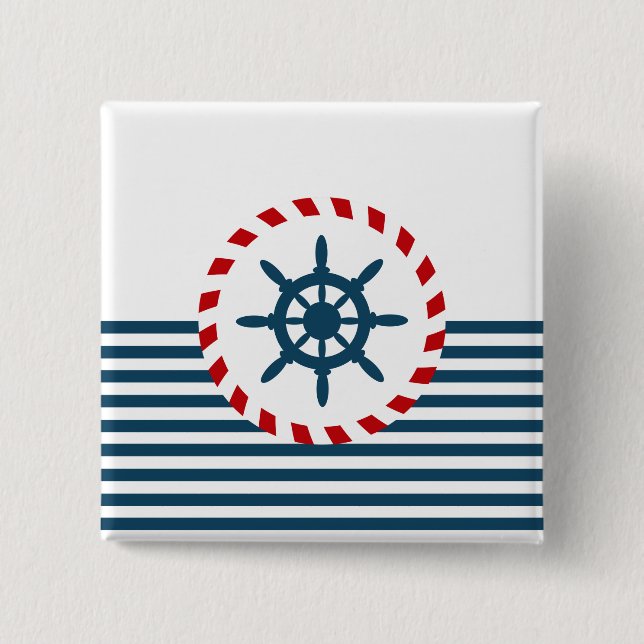 Nautical design 2 inch square button (Front)