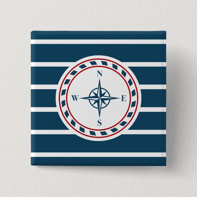 Nautical design 2 inch square button (Front)