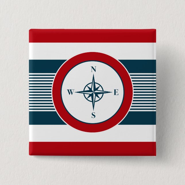 Nautical design 2 inch square button (Front)