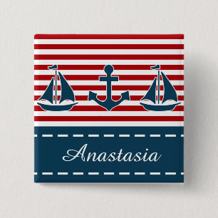 Nautical design 2 inch square button