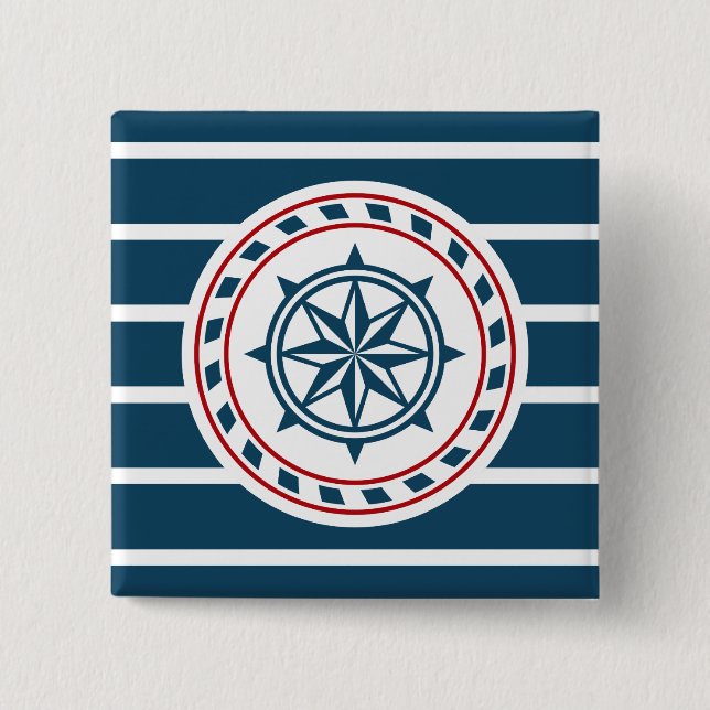 Nautical design 2 inch square button (Front)