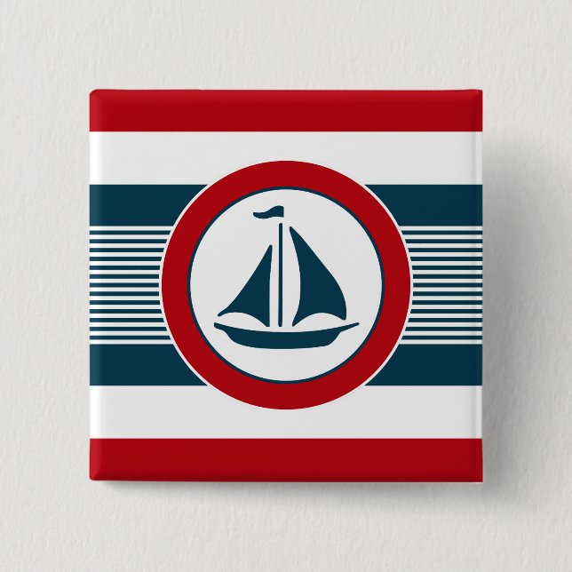 Nautical design 2 inch square button (Front)