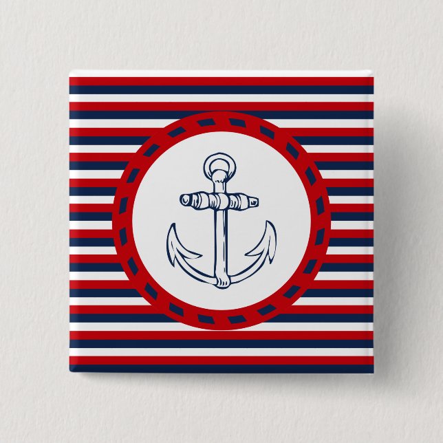 Nautical design 2 inch square button (Front)