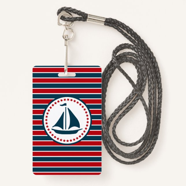 Nautical design badge (Front with Lanyard)