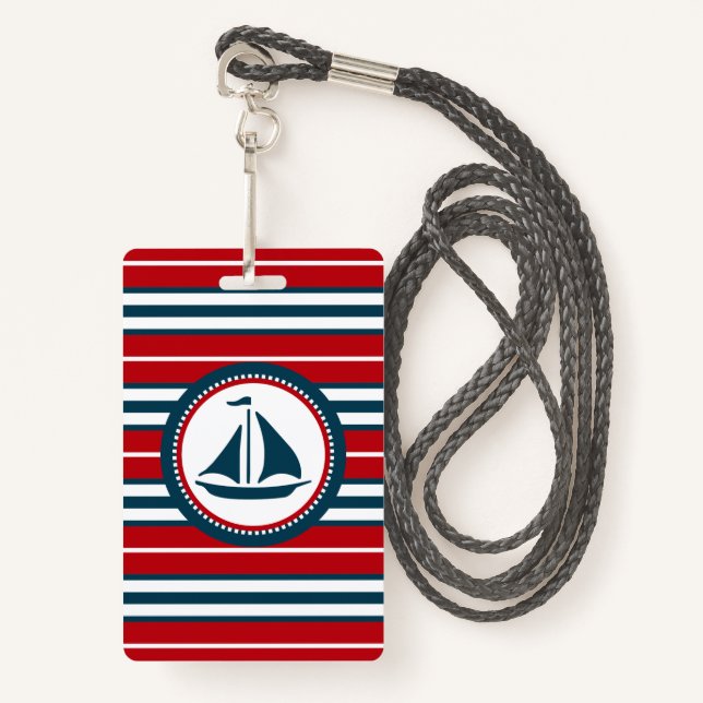 Nautical design badge (Front with Lanyard)