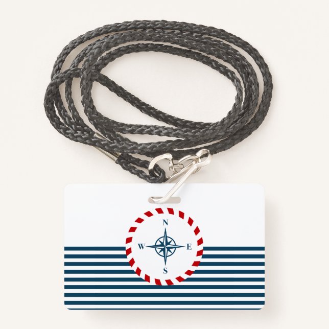 Nautical design badge (Front with Lanyard)