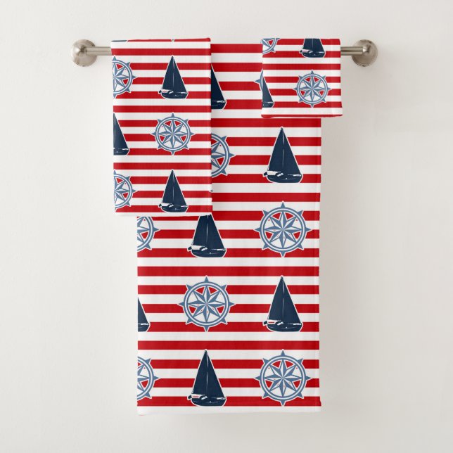 Nautical design bath towel set (Insitu)