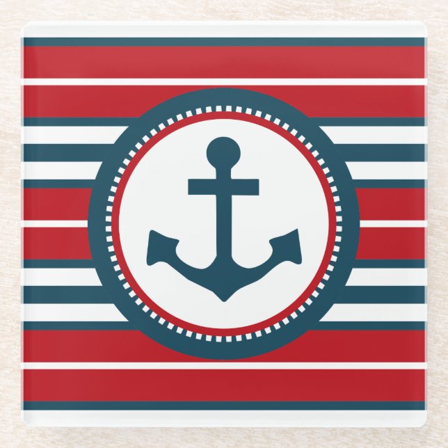 Nautical design glass coaster (Front)