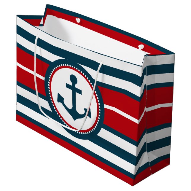 Nautical design large gift bag (Front Angled)