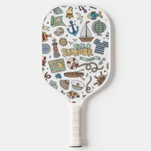 Nautical Design on White background Pickleball Paddle