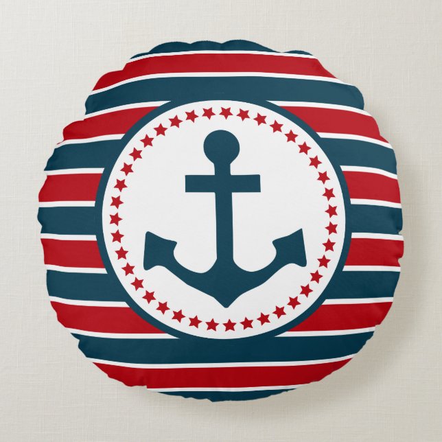 Nautical design round pillow (Front)
