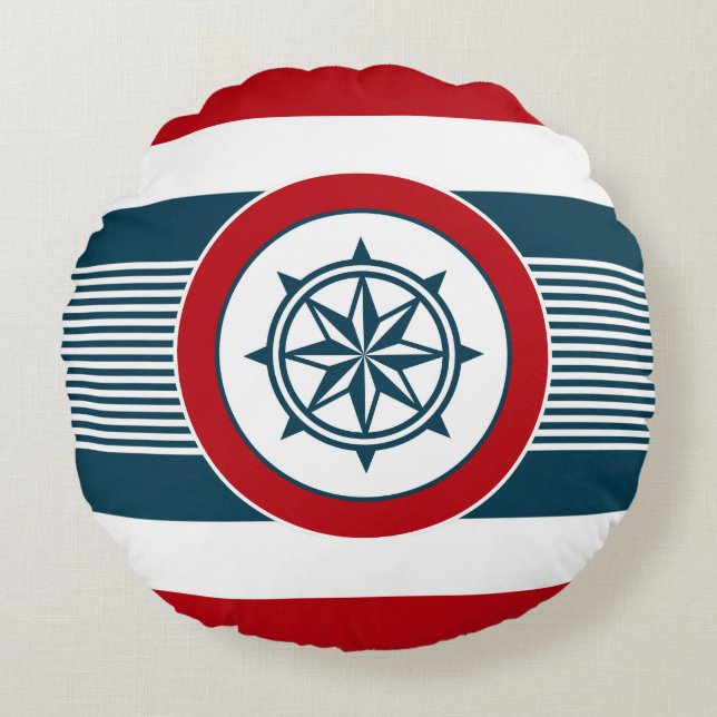 Nautical design round pillow (Front)