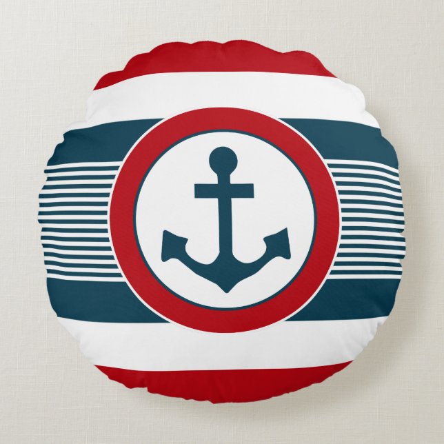 Nautical design round pillow (Front)