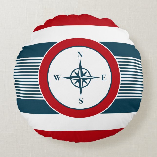 Nautical design round pillow (Front)