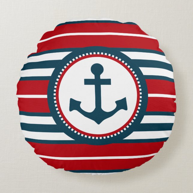 Nautical design round pillow (Front)