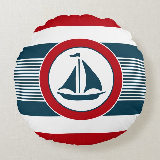 Nautical design round pillow (Front)