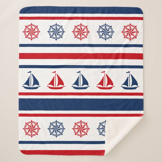Nautical design sherpa blanket (Front)