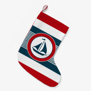 Nautical design small christmas stocking