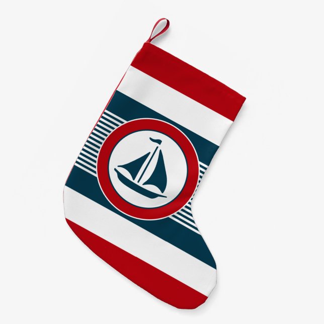 Nautical design small christmas stocking (Front (Hanging))