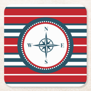 Nautical design square paper coaster