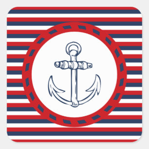Nautical design square sticker
