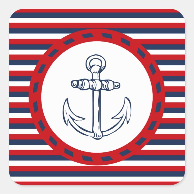 Nautical design square sticker (Front)