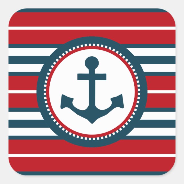 Nautical design square sticker (Front)