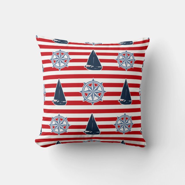 Nautical design throw pillow (Front)