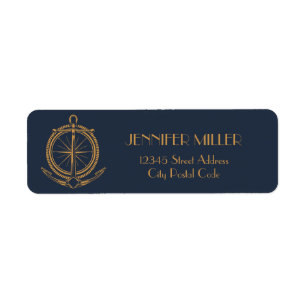Nautical design with gold compass and anchor