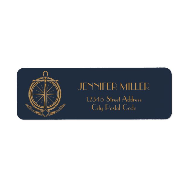 Nautical design with gold compass and anchor (Front)