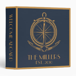 Nautical design with gold compass and anchor binder