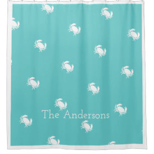 Nautical design with White Crab on Teal Blue
