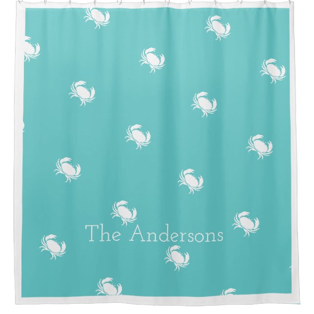 Nautical design with White Crab on Teal Blue (Front)
