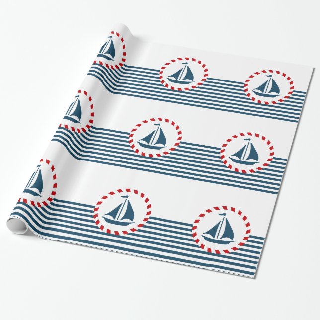 Nautical design wrapping paper (Unrolled)