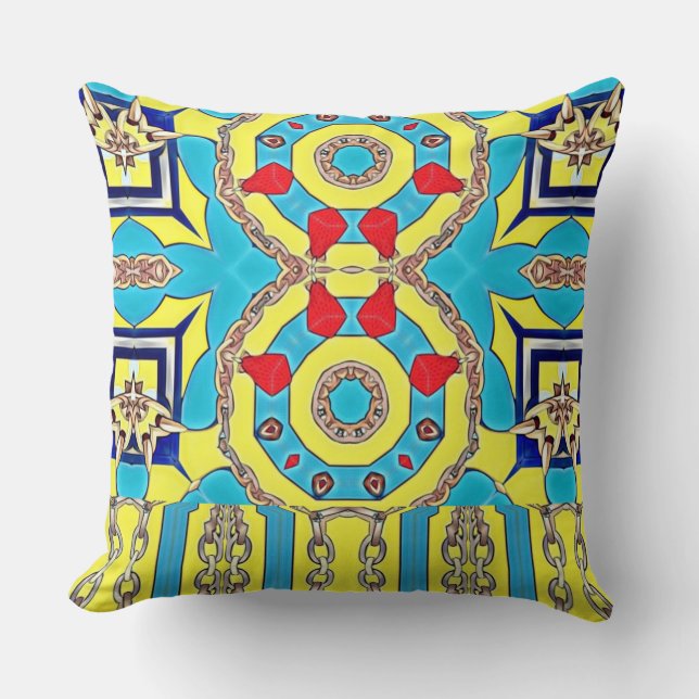 NAUTICAL DESIGNER COLLAGE THROW PILLOW (Front)