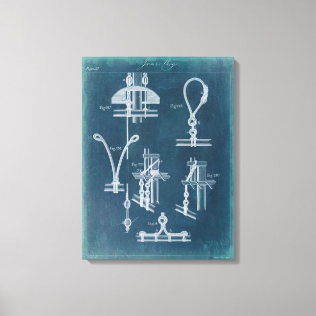 Nautical Detail Blueprint IV Canvas Print (Front)