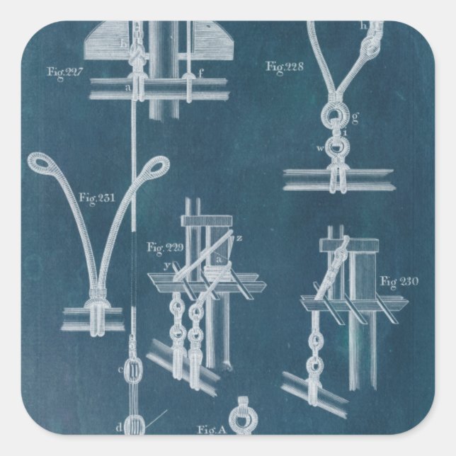 Nautical Detail Blueprint IV Square Sticker (Front)