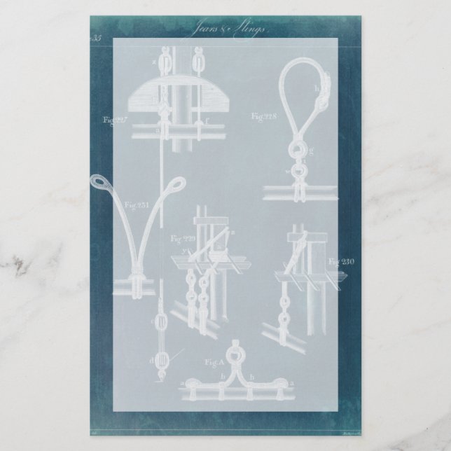 Nautical Detail Blueprint IV Stationery (Front)