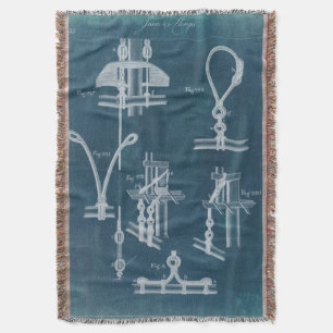 Nautical Detail Blueprint IV Throw Blanket