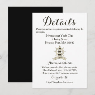 Nautical Details Lighthouse Wheel Brown Black Invitation