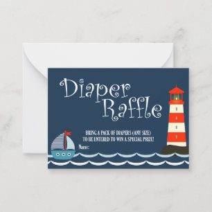 Nautical Diaper Raffle Ticket, Baby Shower, Ahoy Card