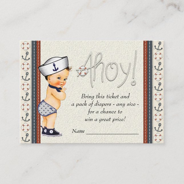 Nautical Diaper Raffle Tickets Enclosure Card (Front)
