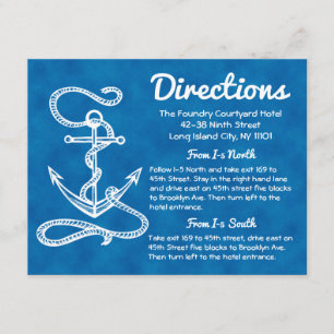 Nautical Directions Ship Anchor Blue Wedding Enclosure Card