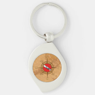 Nautical Dive Compass Keychain