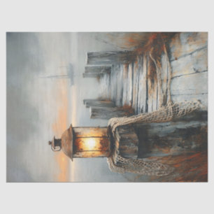 Nautical Dock and Lantern Watercolor Decoupage Tissue Paper