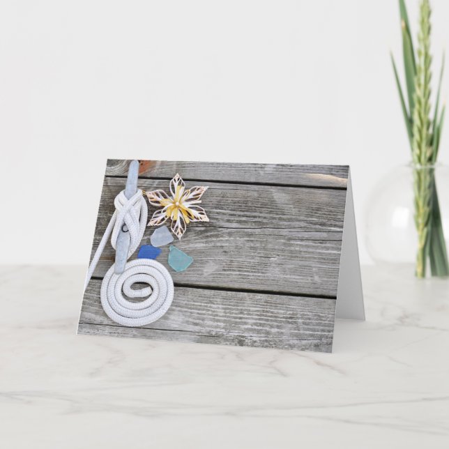 Nautical Dock with Ornaments Holiday Card (Front)