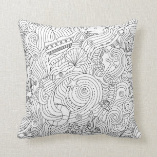 Nautical Doodle Throw Pillow