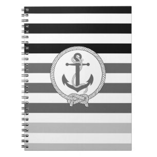 Nautical dr grey anchor/Navy knot/black stripe Notebook